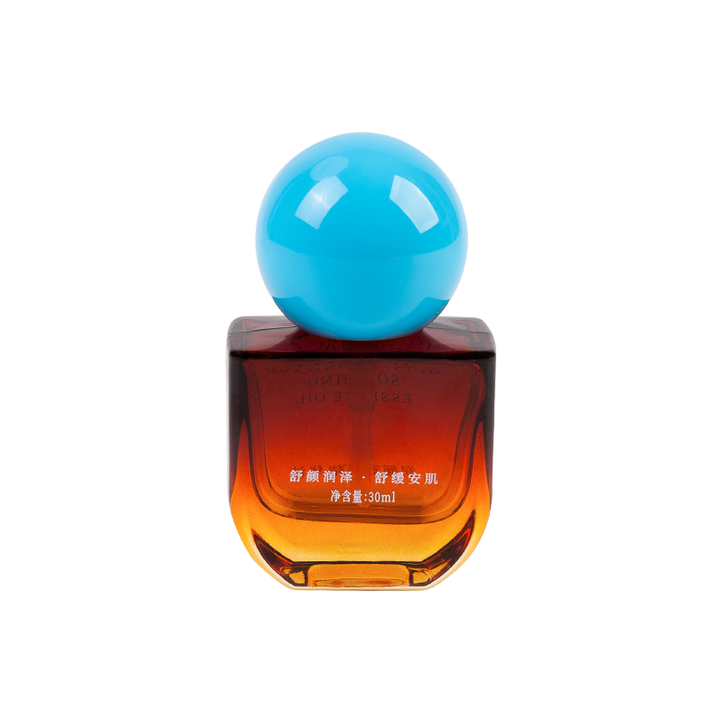 30 ml rav glasflaske med himmelblå ABS -hætte